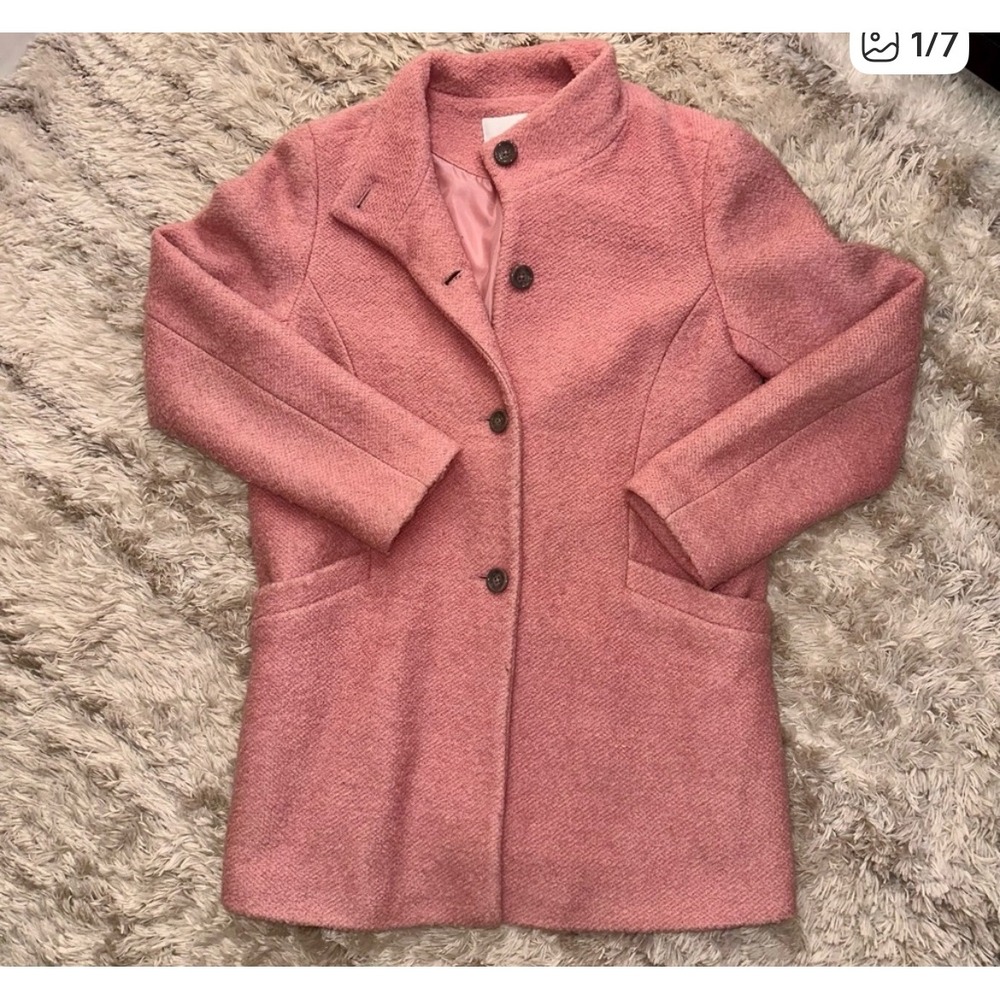 Bossini Pink‎ Boucle Textured Button Front Coat Size M